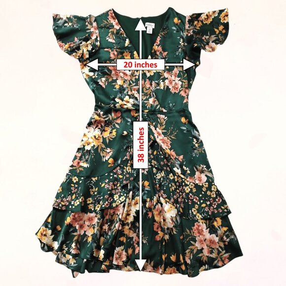 Nicole Miller New York Women's Satin/Silk Floral Print Ruffle Midi Dress Size 14 - Picture 14 of 14